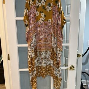 American Eagle Outfitters Yellow  Floral Kimono Cardigan Boho Festival One Size
